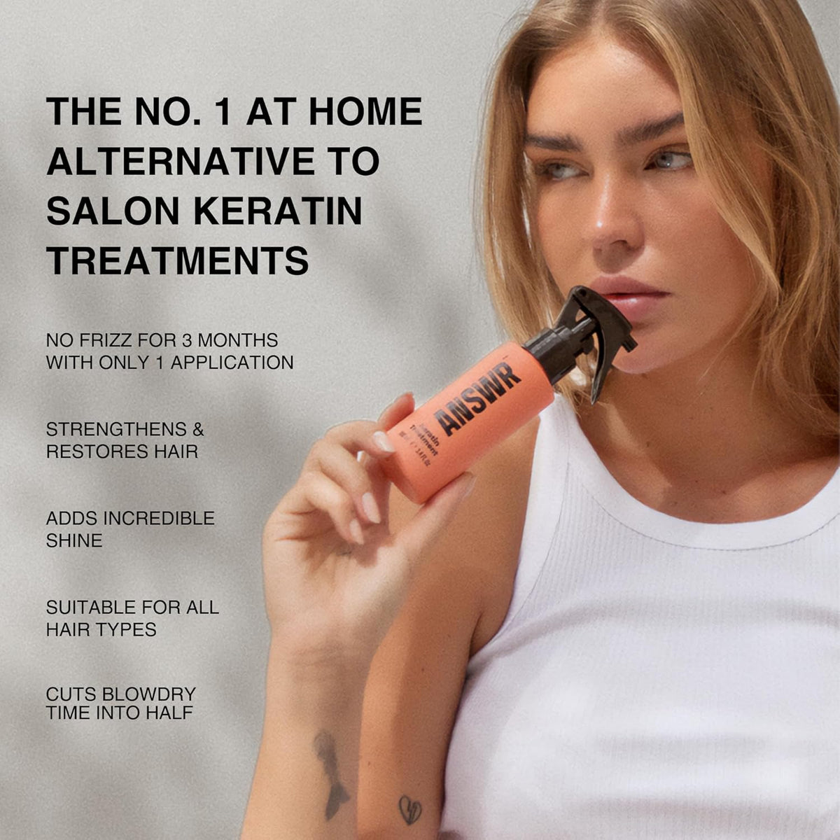 ANSWR At Home Brazilian Keratin Hair Treatment for All Hair Types – Deep Nourishment, Eliminates