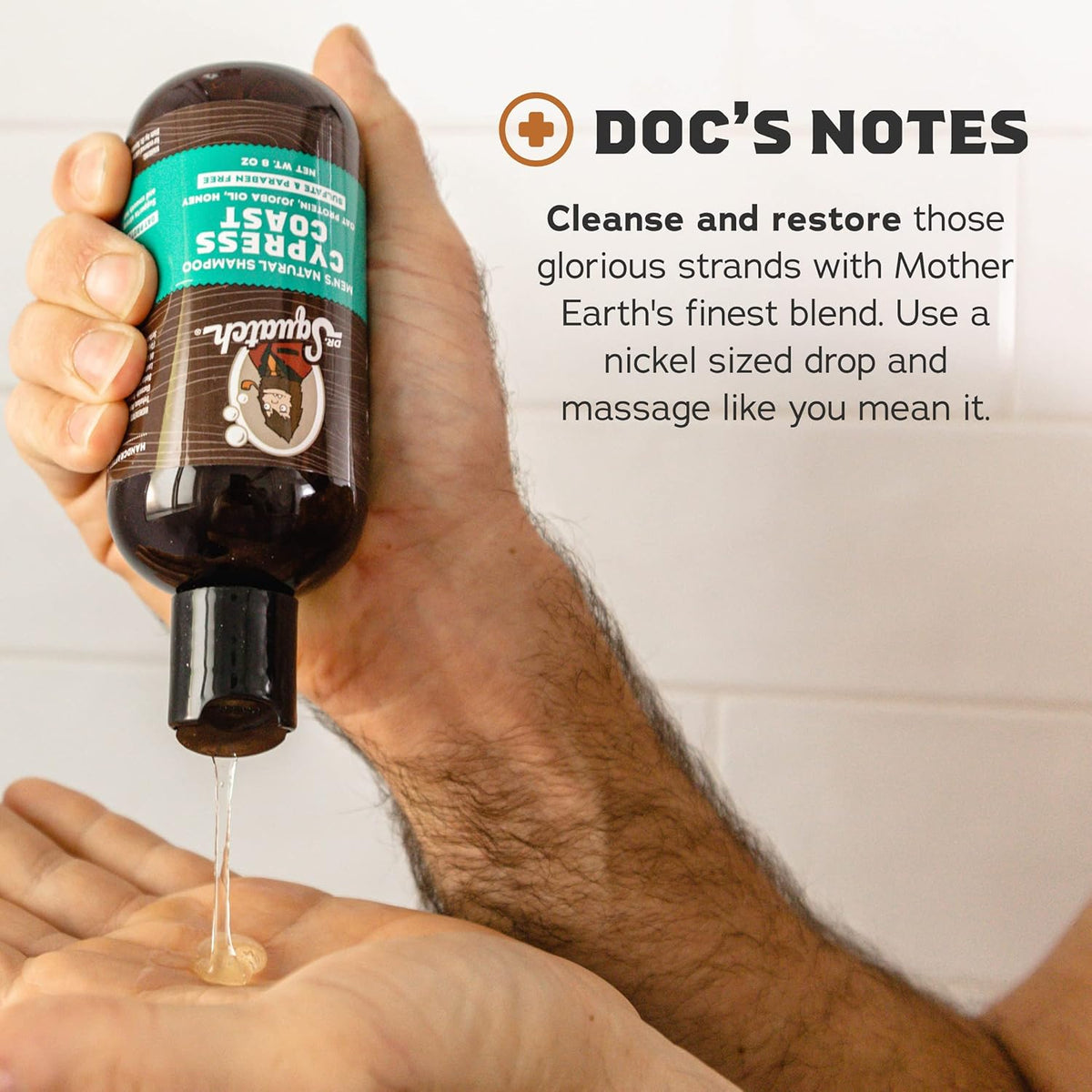 Dr. Squatch Natural Hair Bundle for Men - Healthy, Full Looking Hair - Pine Tar Shampoo (8 fl oz)