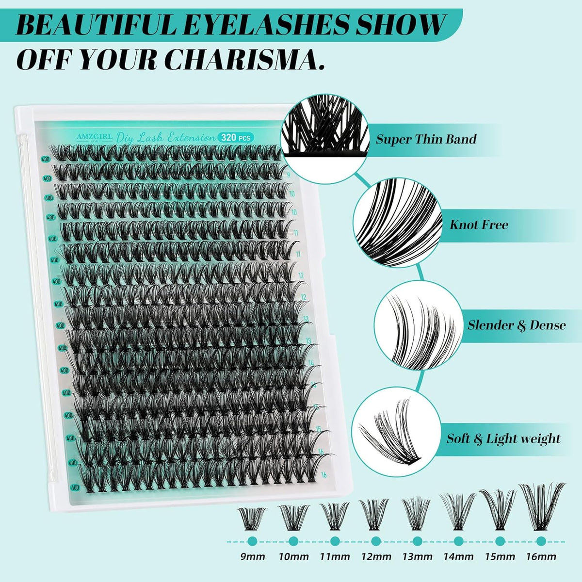 Lash Extension Kit 320Pcs,DIY Individual Lashes Clusters Kit,Lash Bond And Seal,Lash Remover For