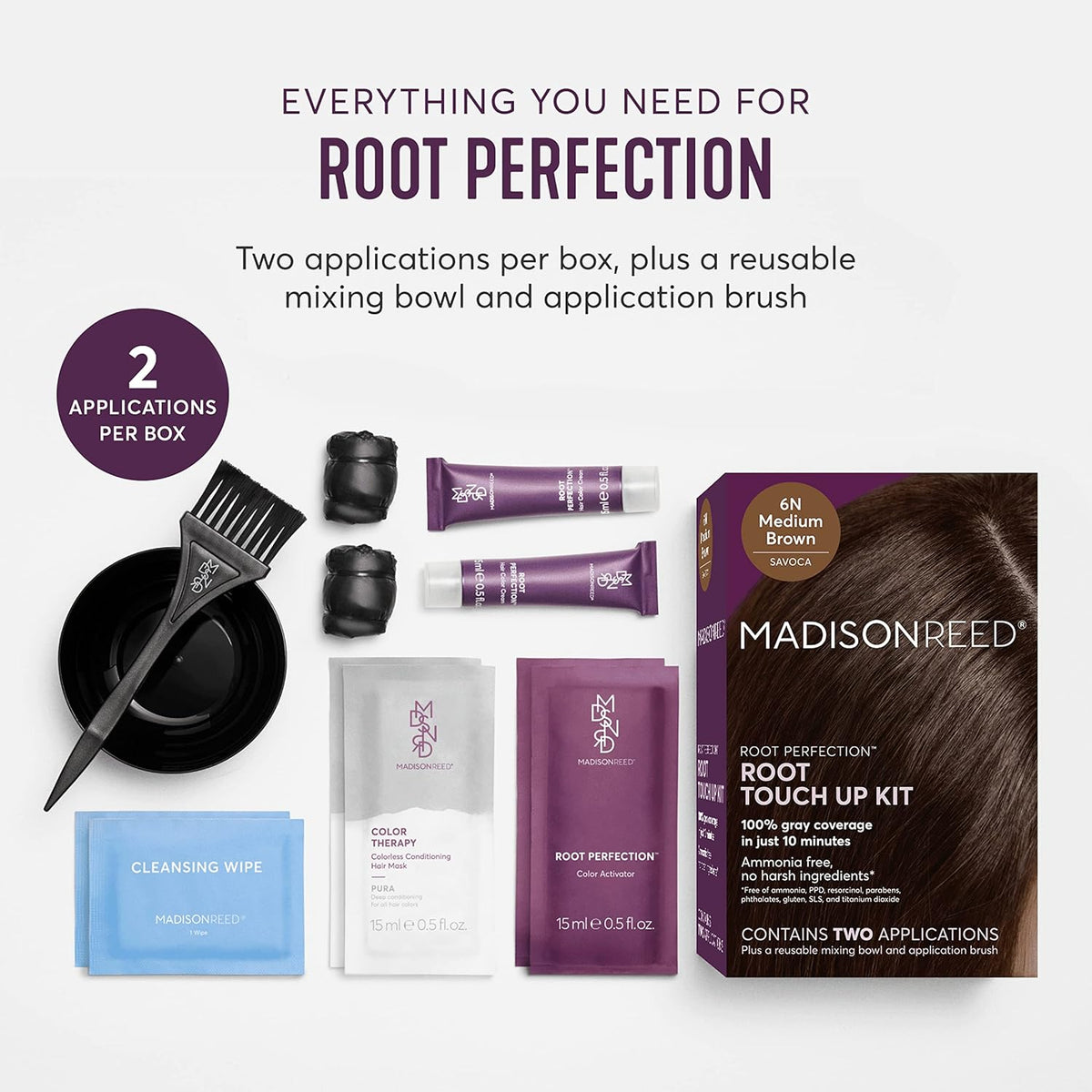 Madison Reed Root Perfection Permanent Root Touch Up, Medium Brown 6N Savoca, 10 Minutes for 100%