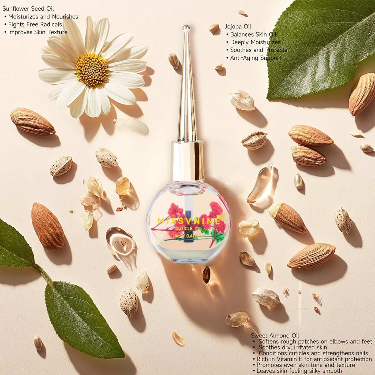 Vitamin E Enriched Cuticle Oil 6 Pack - Prevent Hangnails & Strengthen Nails with Sweet Almond +