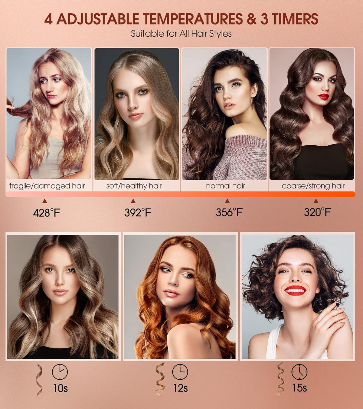 Automatic Curling Iron, Professional Automatic Hair Curler with 1" Curling Wand Large Slot & 4