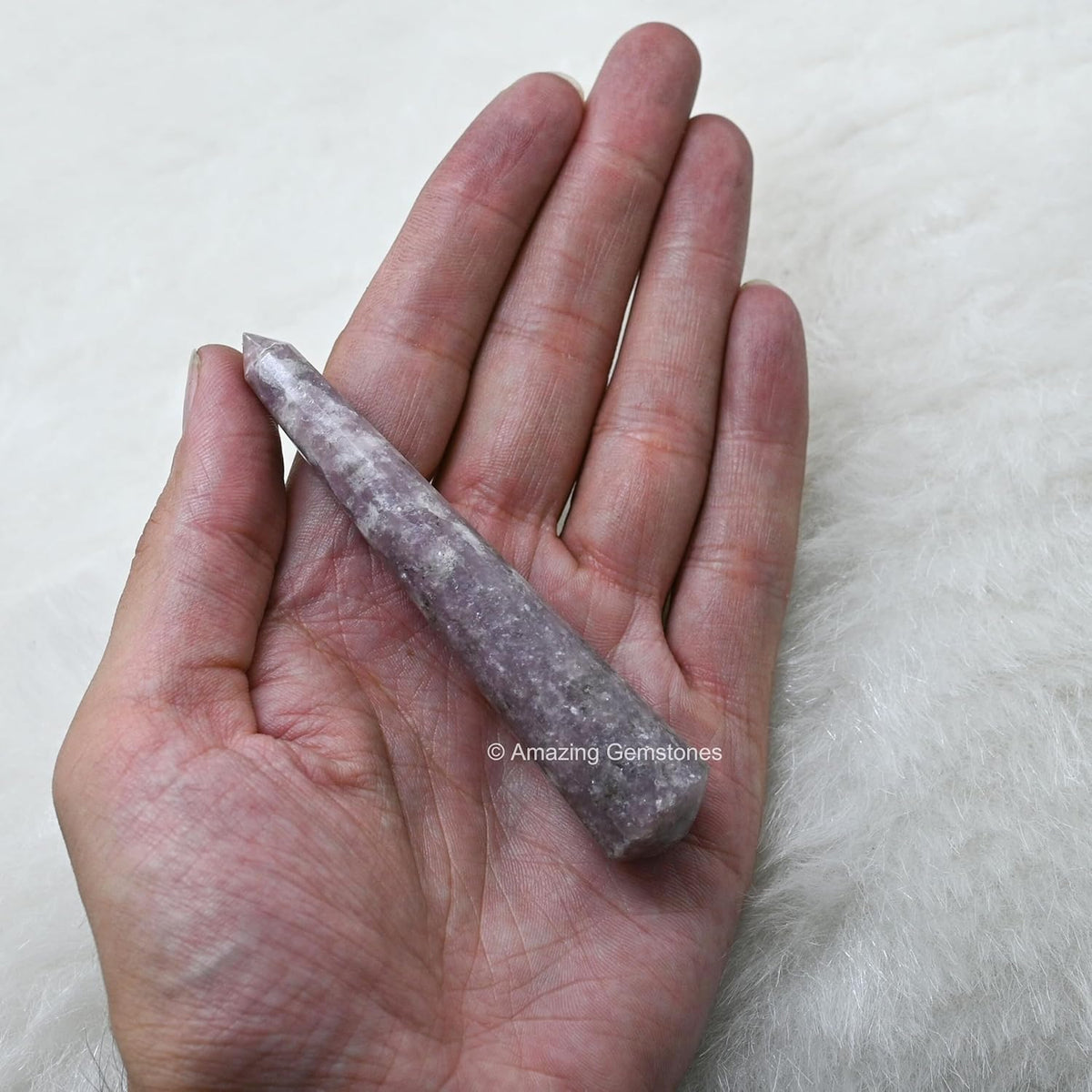 Amazing Gemstone Lepidolite Crystal Wand Massage Stick - Pelvic Wand Gua Sha for Adults - Crystals
