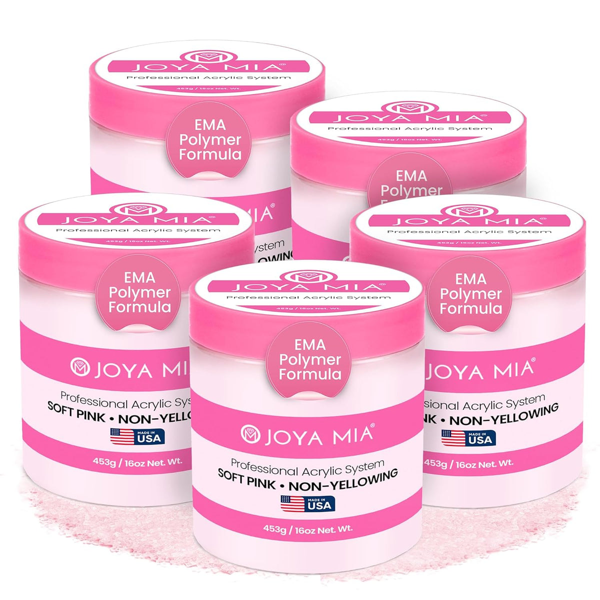 Joya Mia Acrylic Powder for Nails, MMA-Free, Super Adhesion Professional Powder for Flawless &