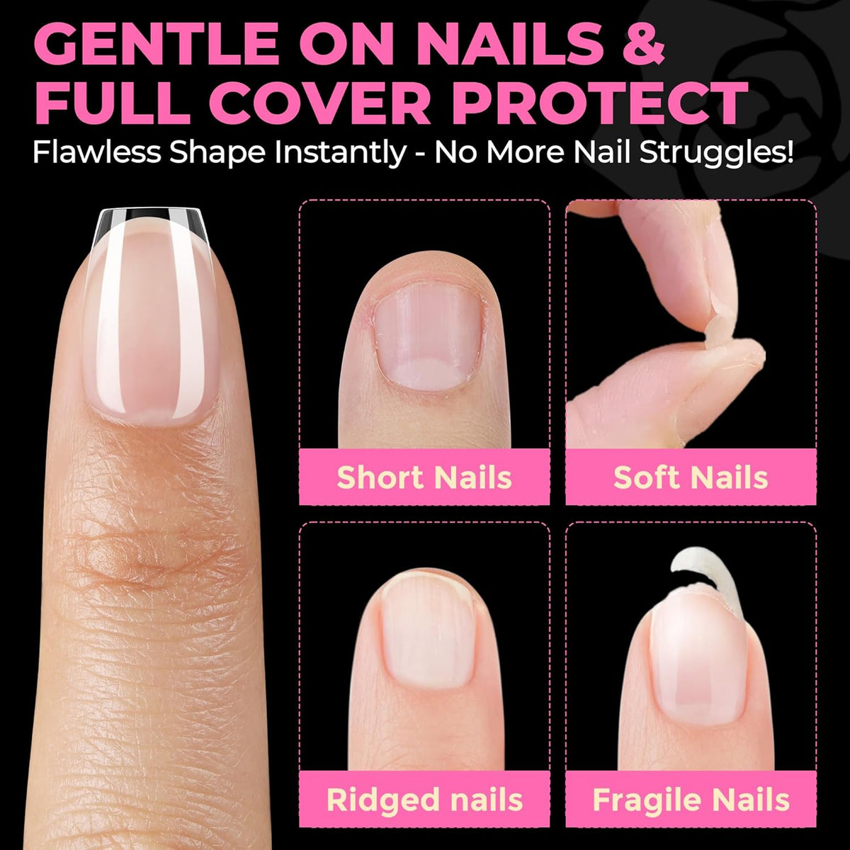 UNA GELLA Extra Short Coffin Nails Tips: 504pcs Pre-etched XS Short Nails, 12 Sizes Clear Coffin