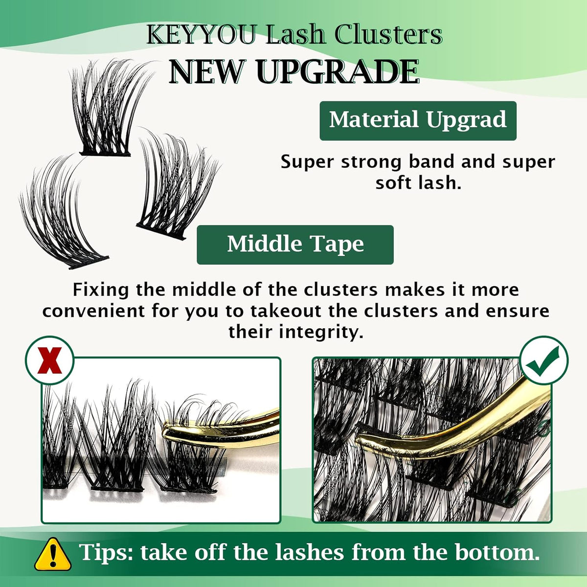 Lash Clusters 96pcs Individual Lashes Y08 D Curl 14mm Cluster Lashes KEYYOU Volume Wispy Lash