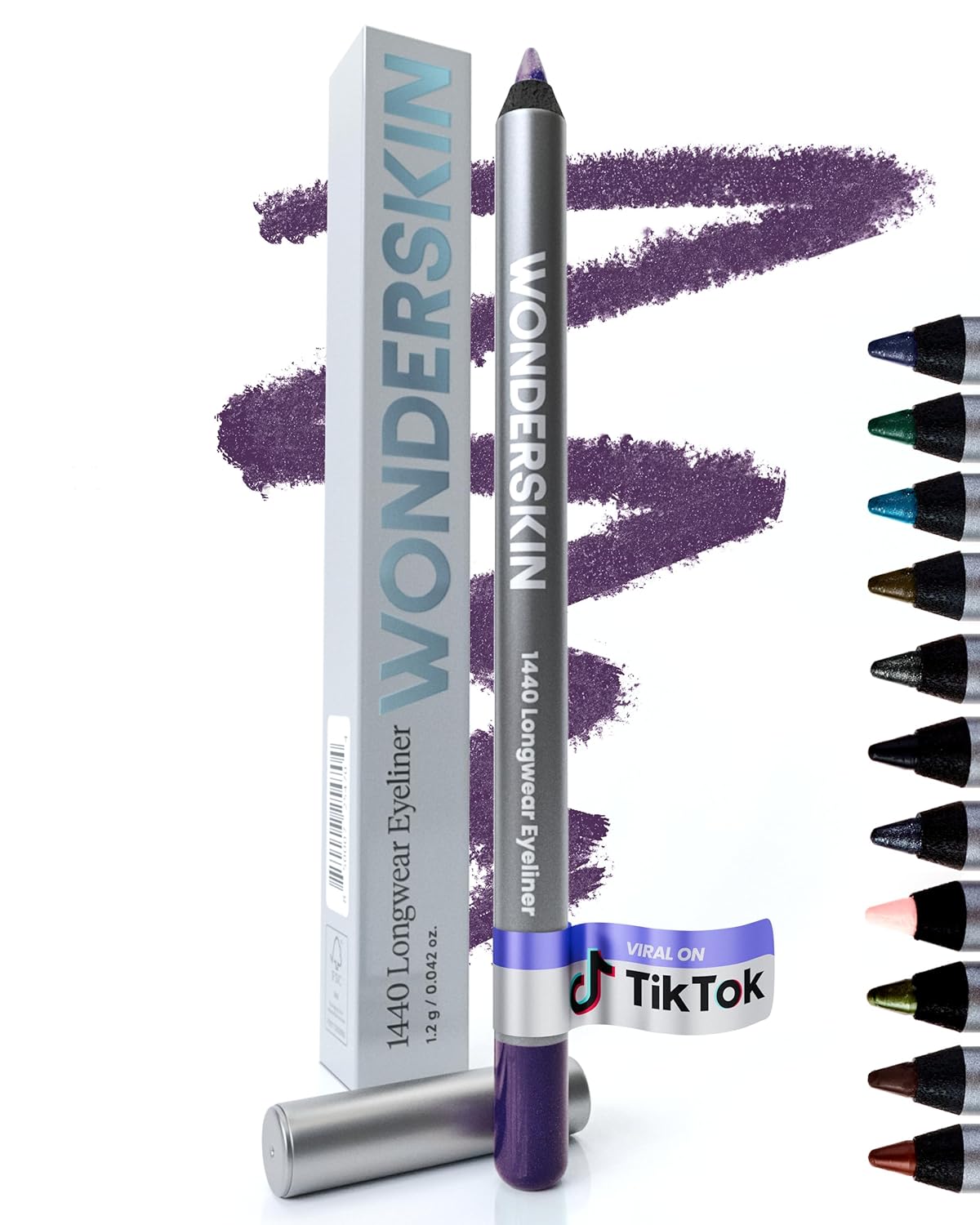Wonderskin Eyeliner Pencil, 1440 Longwear Deep Purple Eyeliner Pencil - Waterproof, Sharpenable &