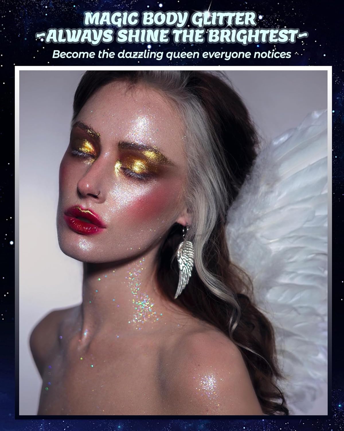 Glitter Air Cushion Highlighter Powder - 3D Contour & Brighten Face, Eyes, Body, Hair | Pearlescent