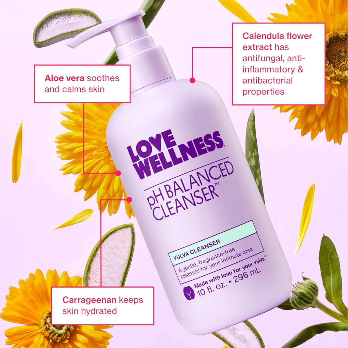 Love Wellness pH Balancing Cleanser | Feminine Vulva Wash for Intimate Health & Hygiene |