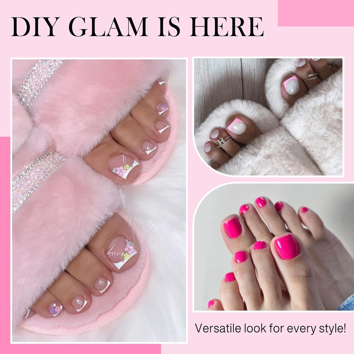 Square Toe Nail Tips, 504Pcs 15 Sizes Full Cover Press On Toenails for Women, Long Wider Pre-etched