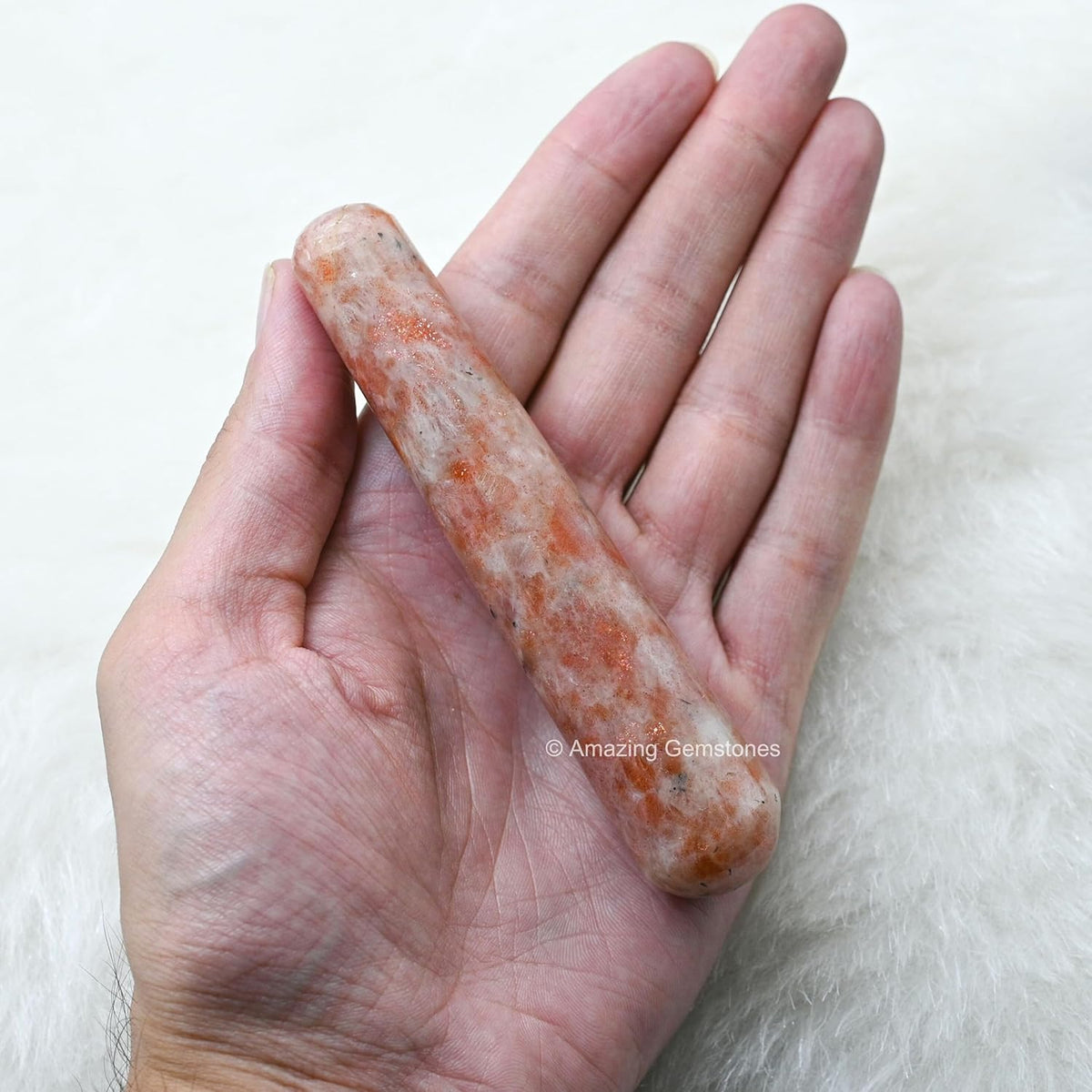 Amazing Gemstone Sunstone Crystal Wand Massage Stick - Pelvic Wand Gua Sha for Adults - Crystals