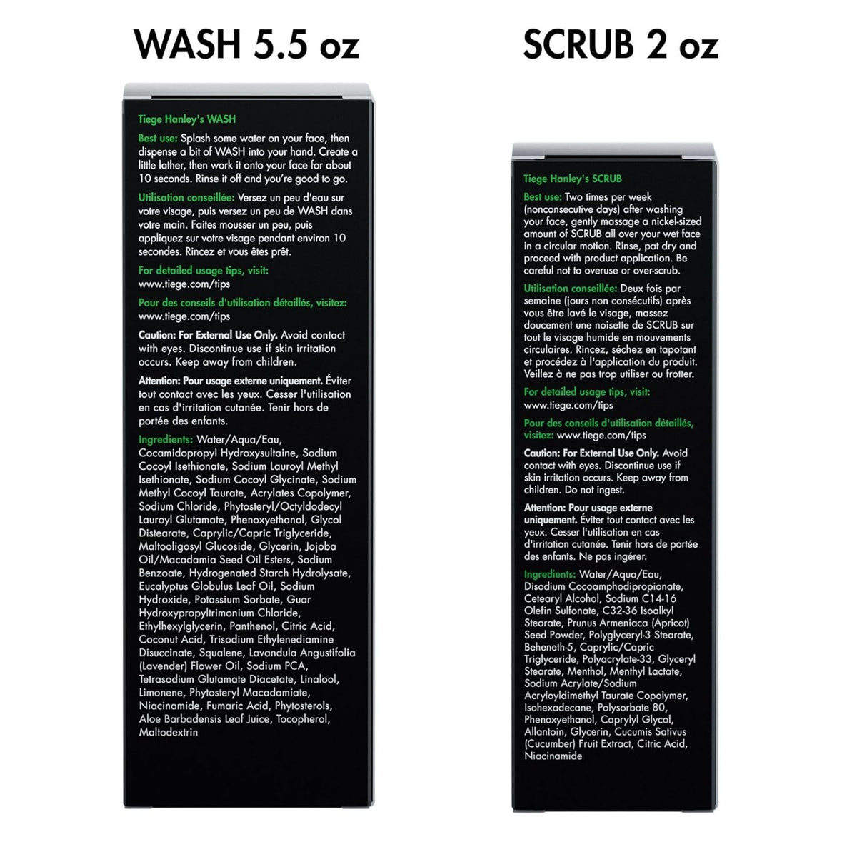 Tiege Hanley Daily Face Wash (5.5 oz) & Exfoliating Face Scrub for Men (2 oz) for Oily, Dry &