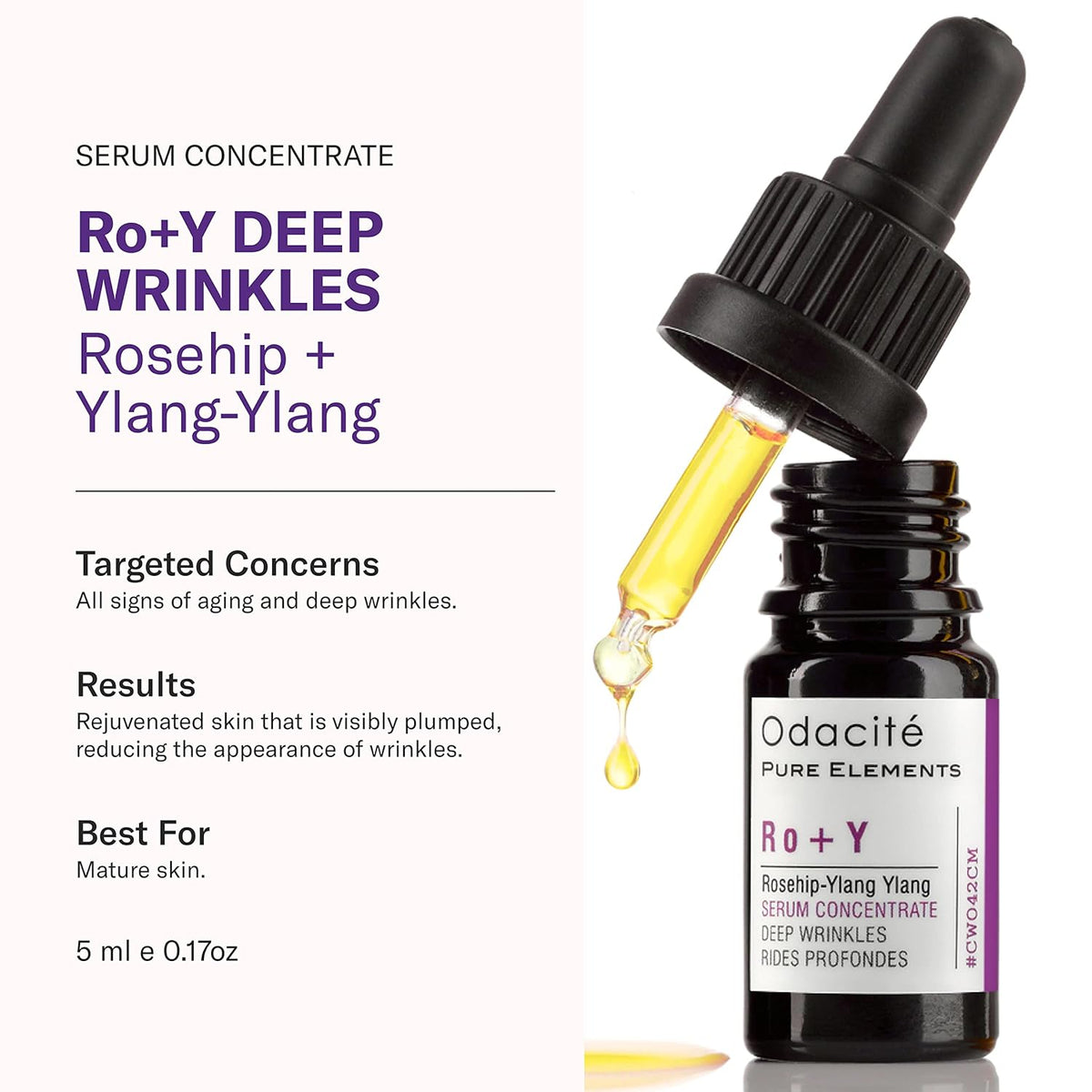 Odacité Anti Aging Serum Concentrate with Rosehip + Ylang-Ylang - Lightweight Facial Serum For
