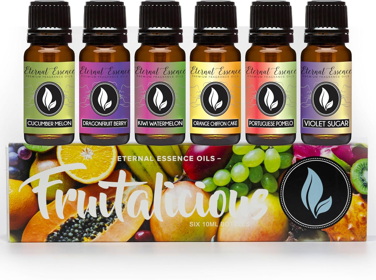 Eternal Essence Oils Fruitalicious Set of 6 Premium Fragrance Oils - Violet Sugar, Kiwi Watermelon