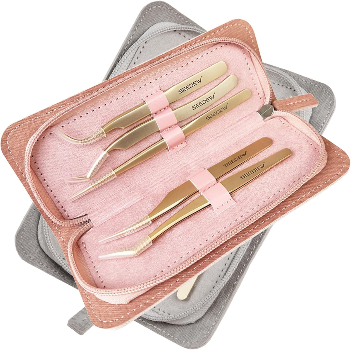 Tweezers Eyelash Extension 5 Pieces Stainless Steel Straight and Curved Professional Set Supplies