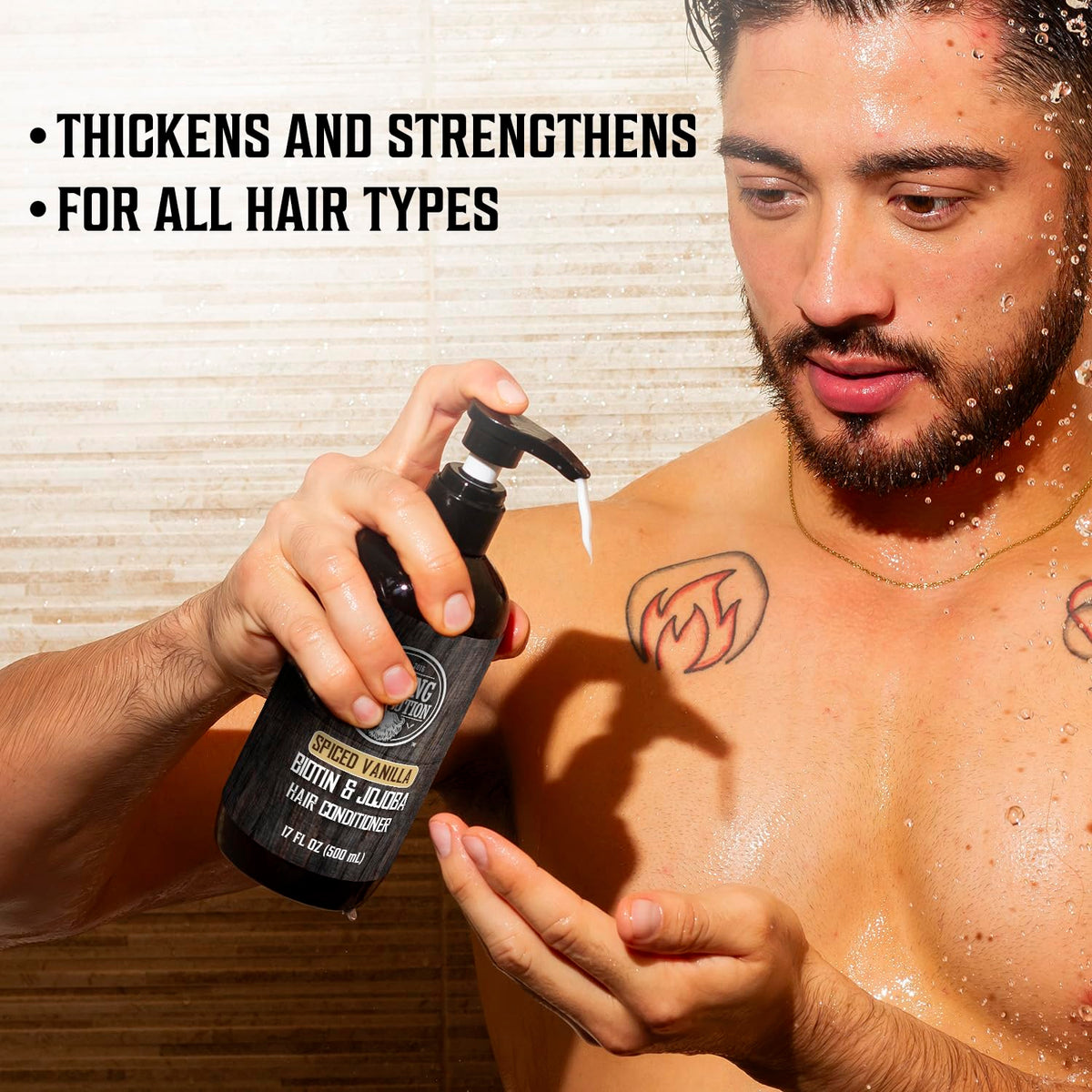 Viking Revolution Spiced Vanilla Mens Shampoo and Conditioner Set with Biotin and Jojoba Oil