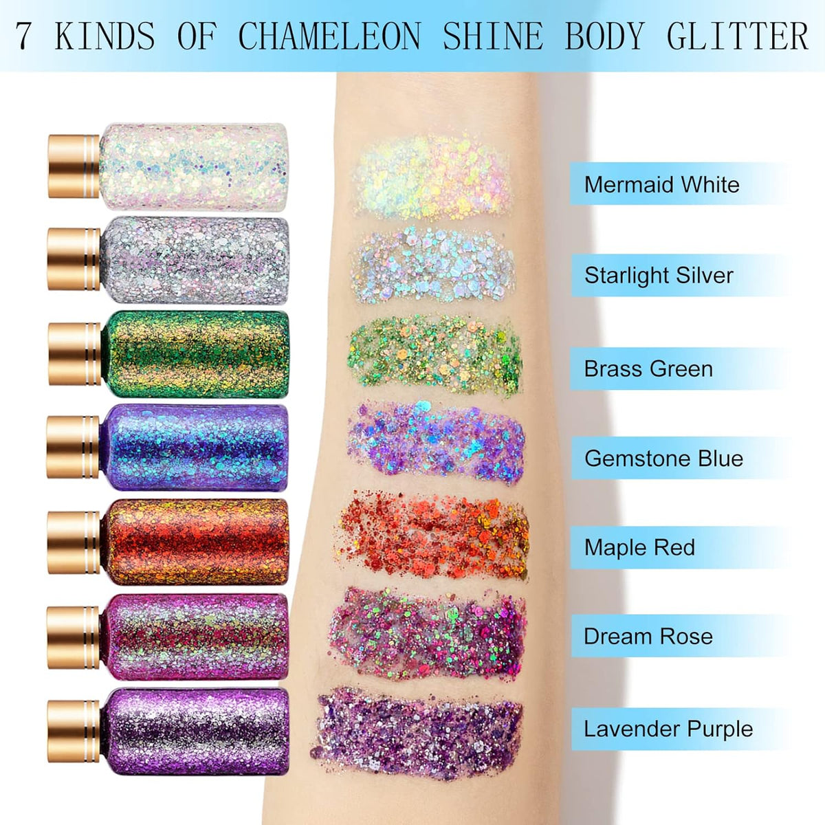 Maple Red Face Body Hair Glitter Gel for Women and Kids, Holographic Chunky Color Changing Glitter