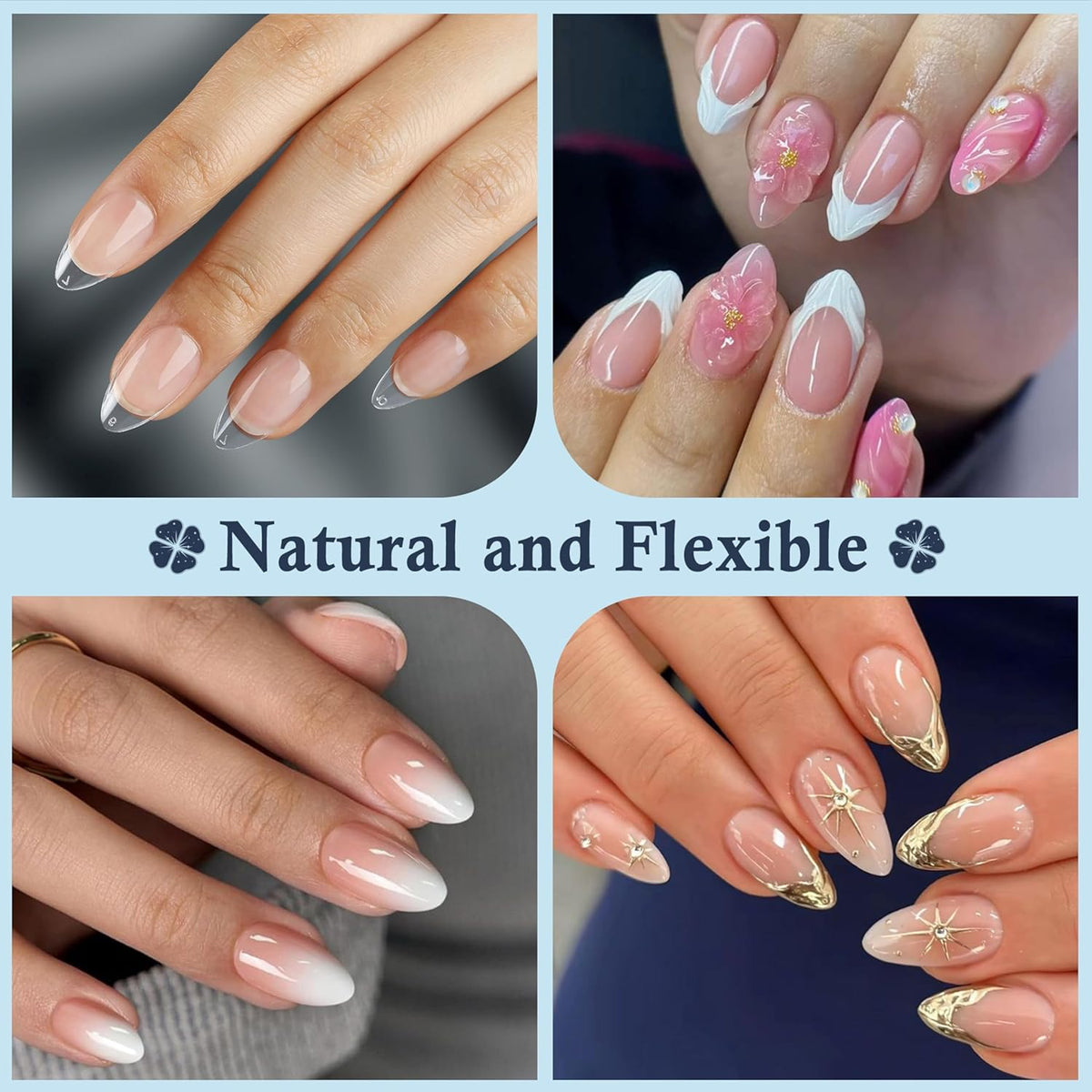 Short Almond Nail Tips: 504pcs Soft Gel Nail Tips Pre Etched Short Fake Nails, Half Matte Full