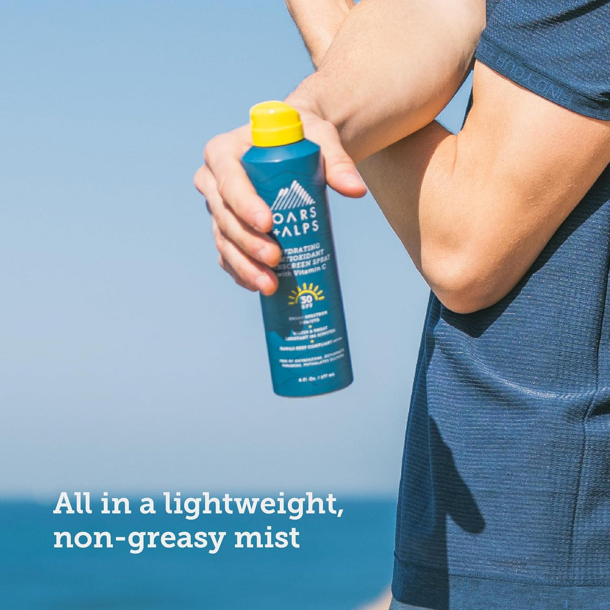 Oars + Alps Hydrating SPF 30 Sunscreen Spray, Naturally Derived Skin Care Infused with Vitamin C