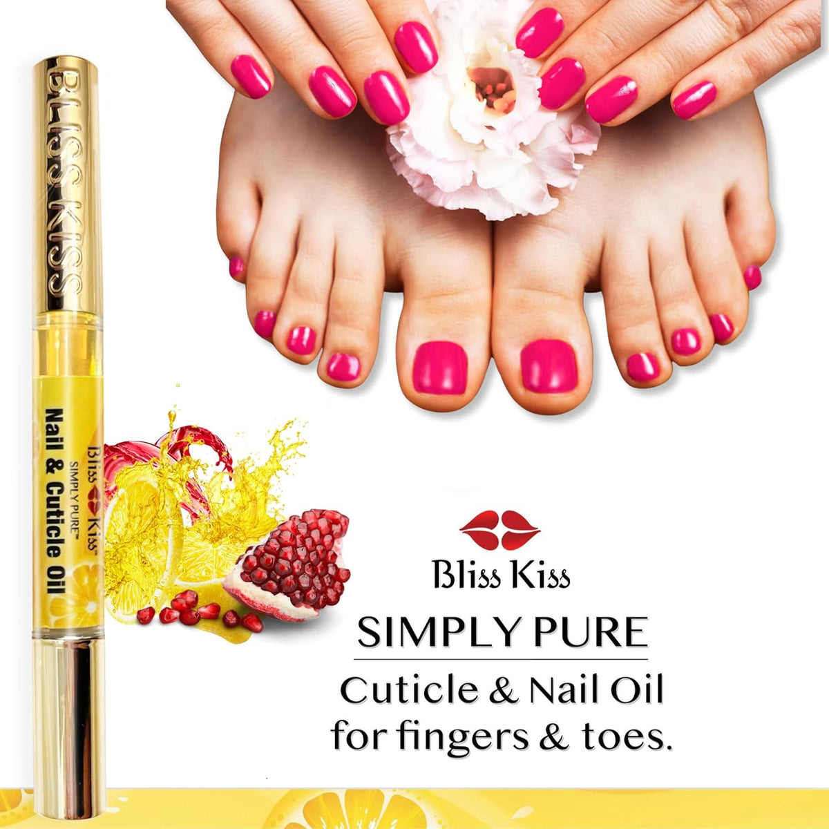 Bliss Kiss | Crisp Fragrance 4 Nail Oil Cuticle Pens w/Vitamin E & Jojoba⏤Nail Strengthener Nail