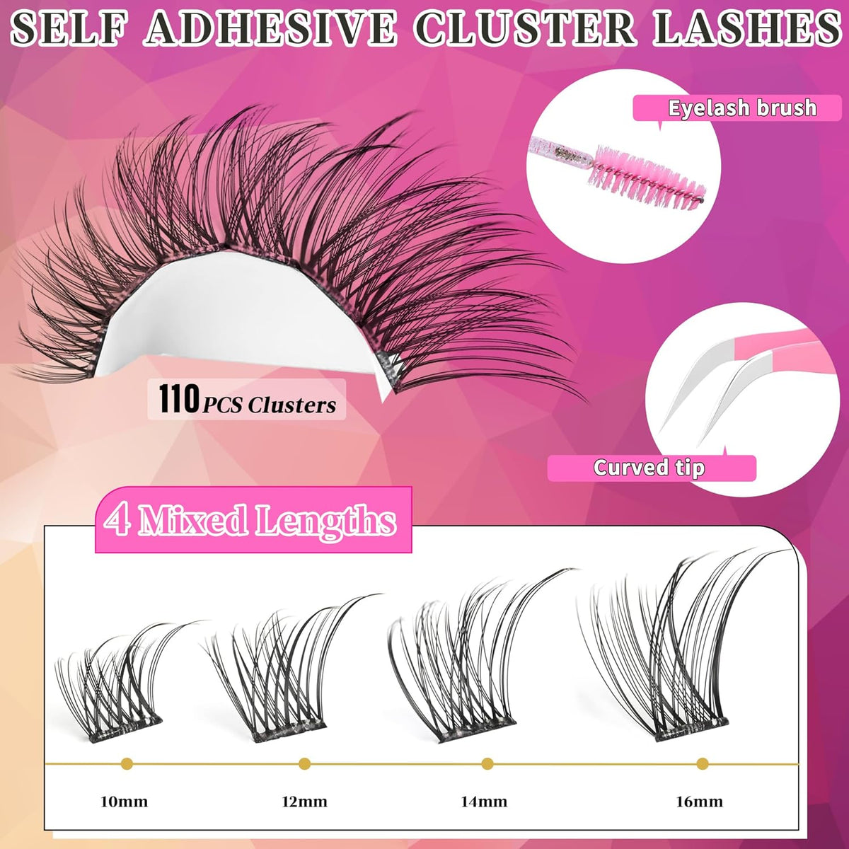 Self Adhesive Eyelashes Clusters Kit Lash Clusters DIY Eyelashes Pre Glued Lashes Extensions No