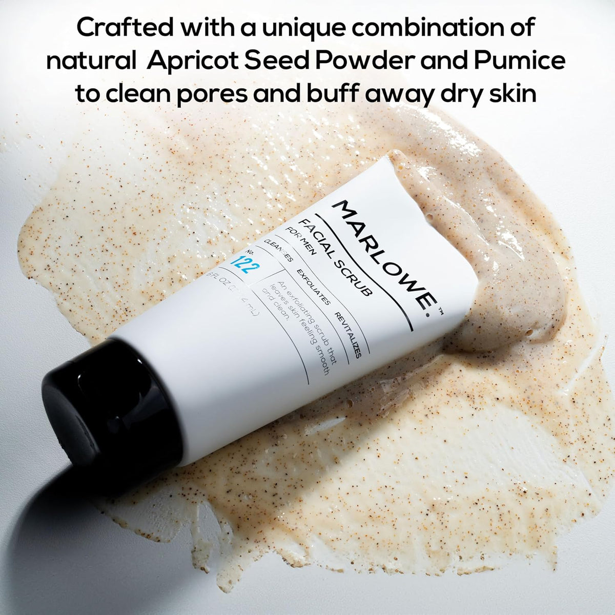 MARLOWE. No. 122 Facial Scrub 6 oz, Gentle Face Exfoliator with Apricot Seed Powder & Pumice
