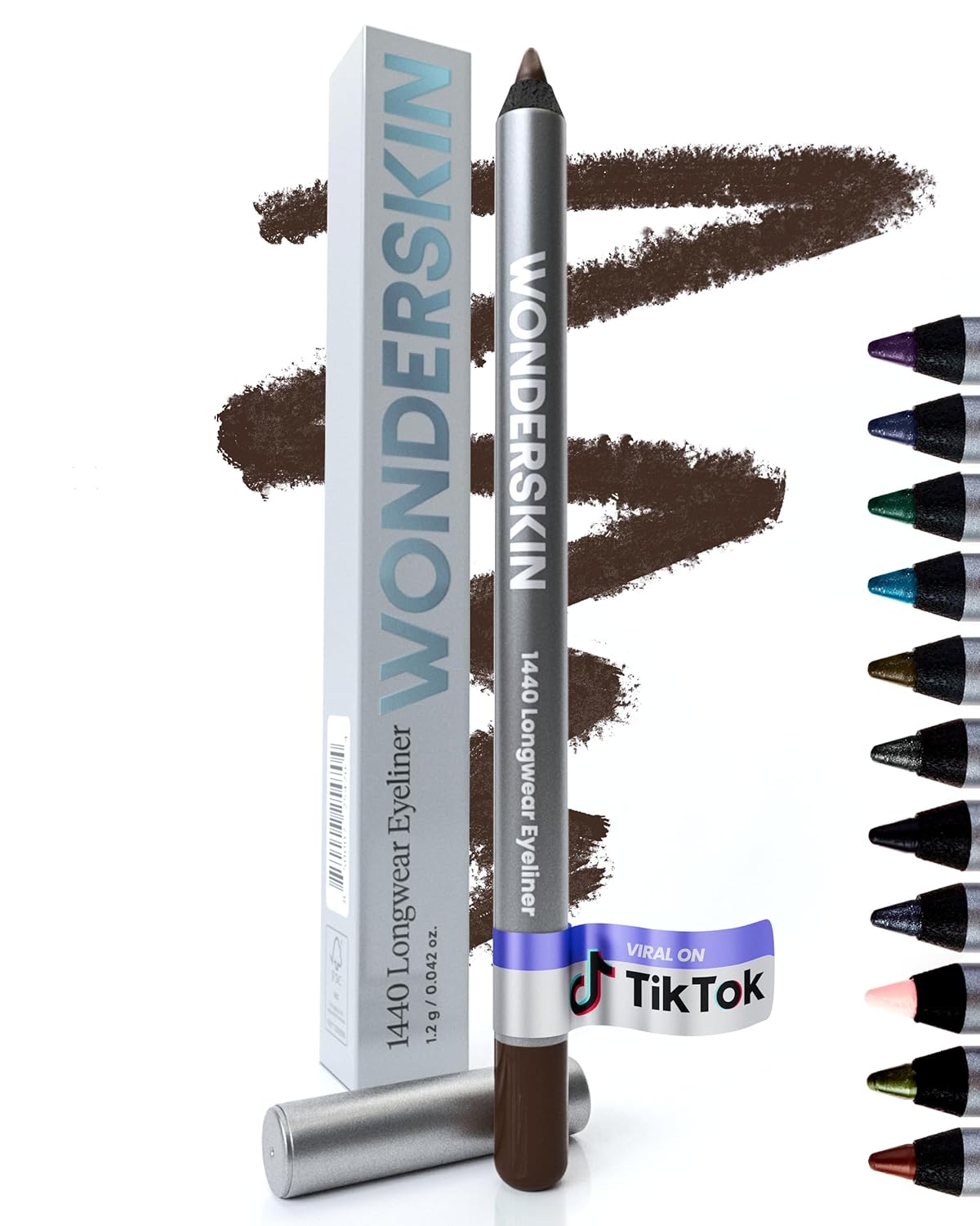 Wonderskin Eyeliner Pencil, 1440 Longwear Brown Eyeliner Pencil - Waterproof, Sharpenable & Smudge