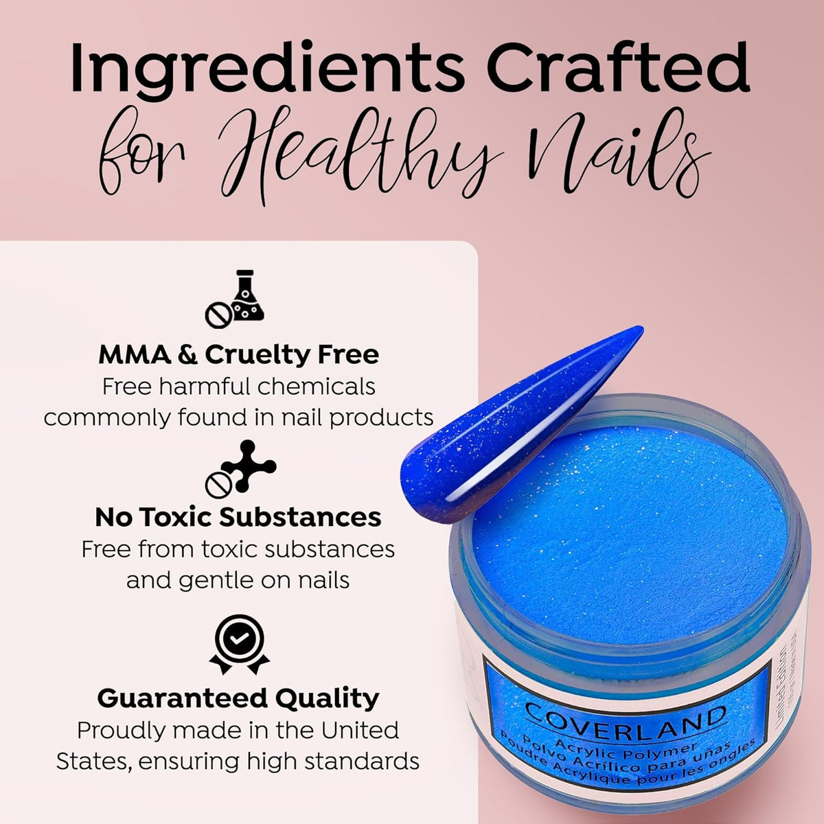 Tones Coverland Acrylic Nail Powder "Blue Splash" - Limited Edition Acrylic Powder for Nail Design