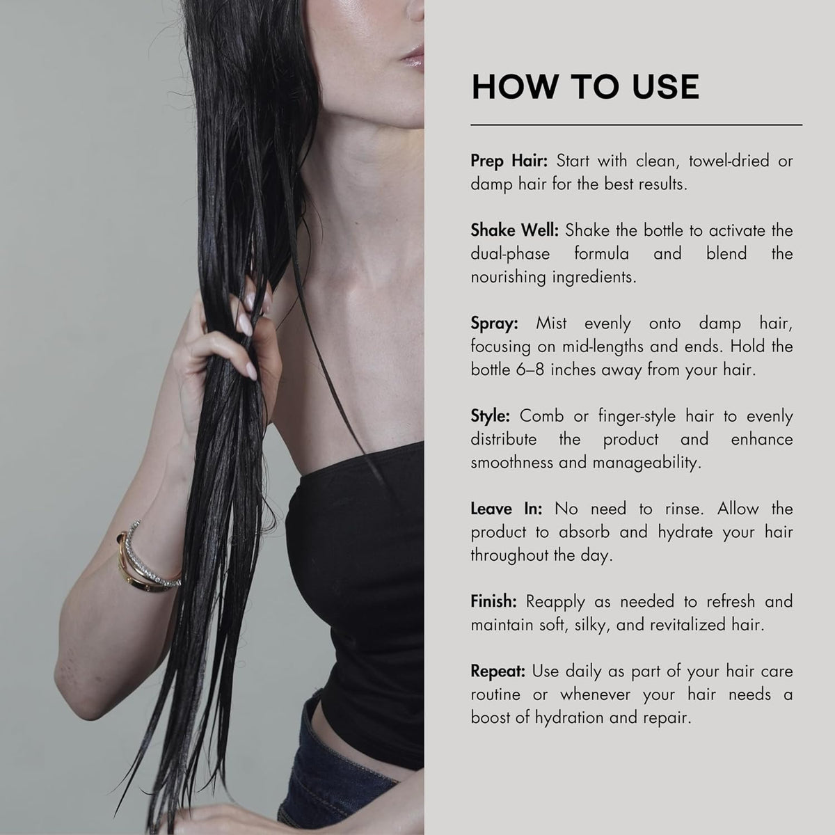 PREVIA Hydrating Biphasic Leave-In Conditioner Spray | Moisturizing & Anti-Frizz Reconstructive