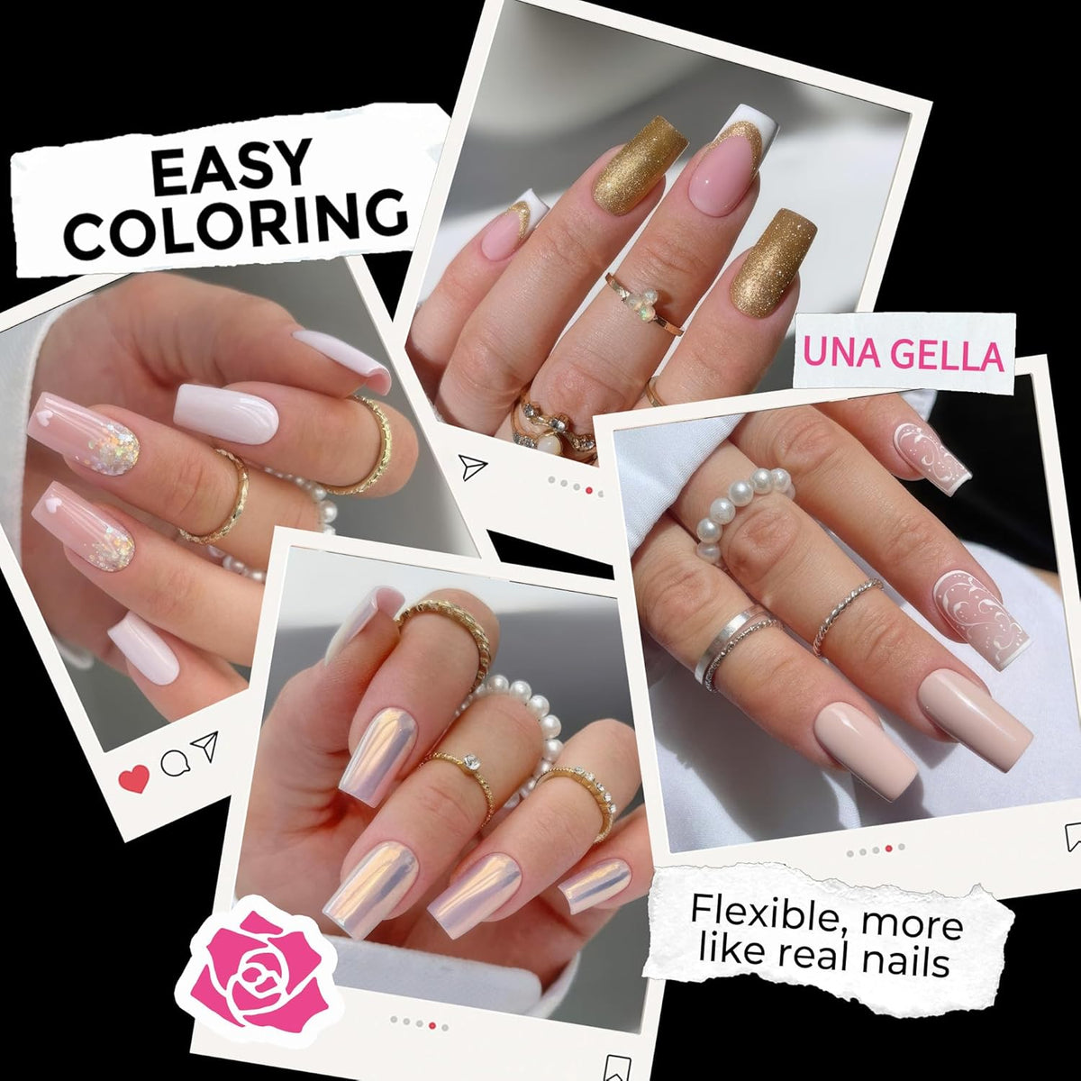 UNA GELLA Medium Square Nail Tips: 216pcs Square Press on Nails Pre-shape Clear Nails Tips for Full