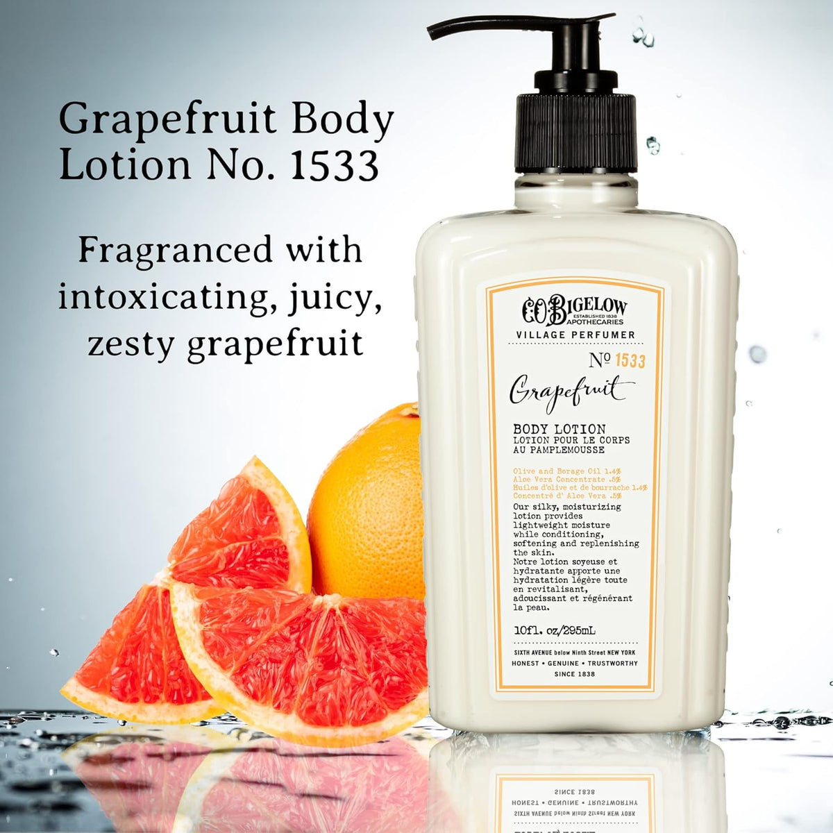 C.O. Bigelow Grapefruit Body Lotion, Village Perfumer Moisturizing Body Lotion with Aloe Vera