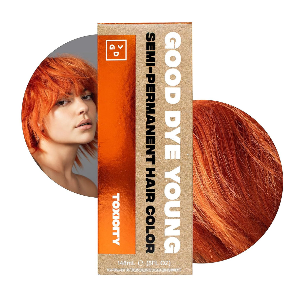 Good Dye Young Semi Permanent Hair Dye, Copper Orange, Nontoxic, Conditioning, UV Protective, Lasts