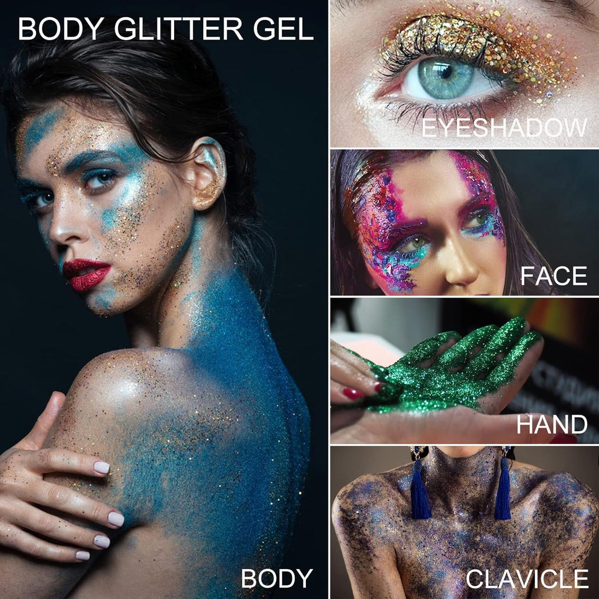 Cute Pink Face Body Hair Glitter Gel for Singer Concert Die-Hard Fans Makeup Accessories, Long