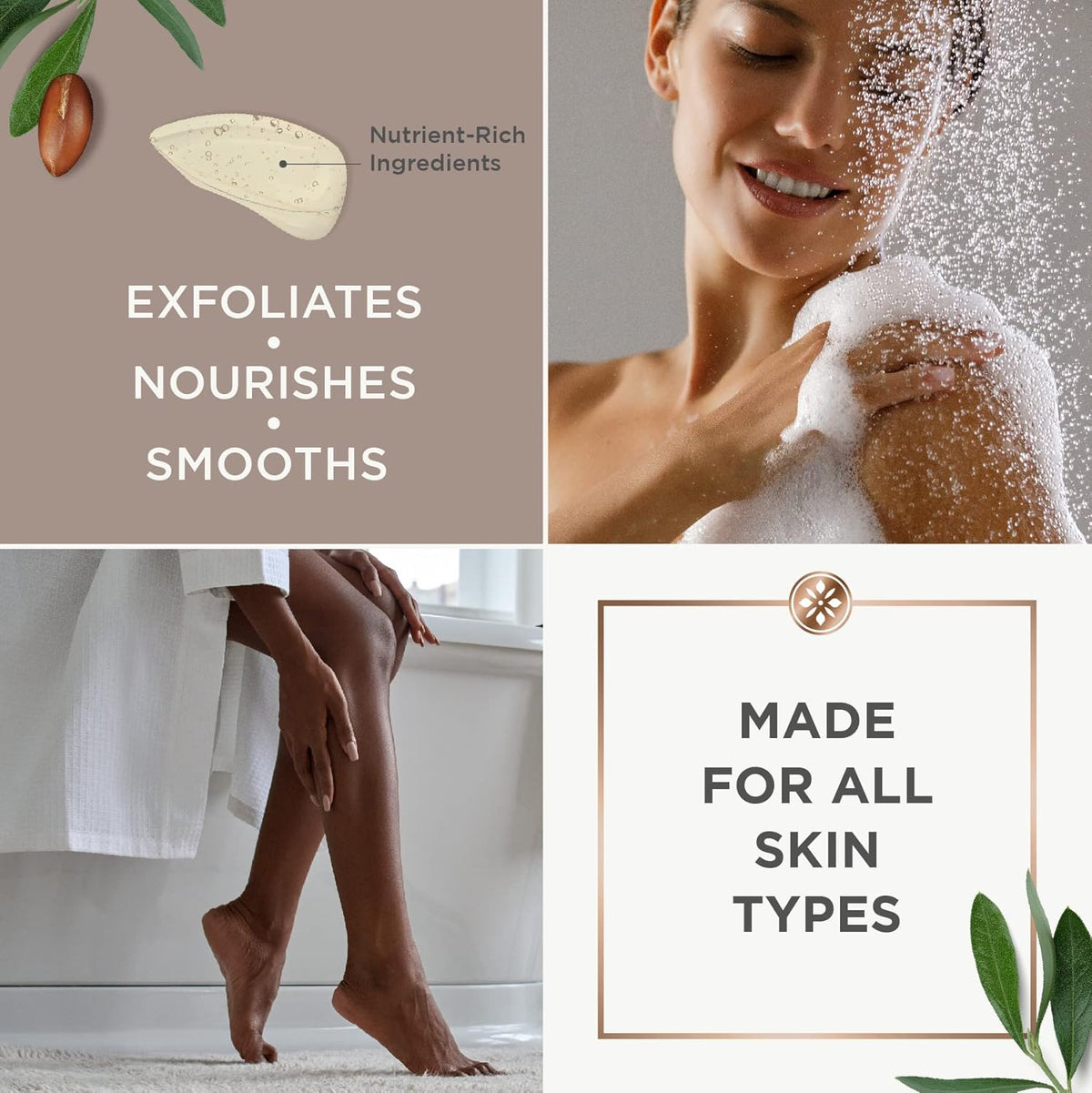Argan Magic Exfoliating Body Wash - Exfoliates Cleanses Nourishes & Hydrates to Soften Skin - With