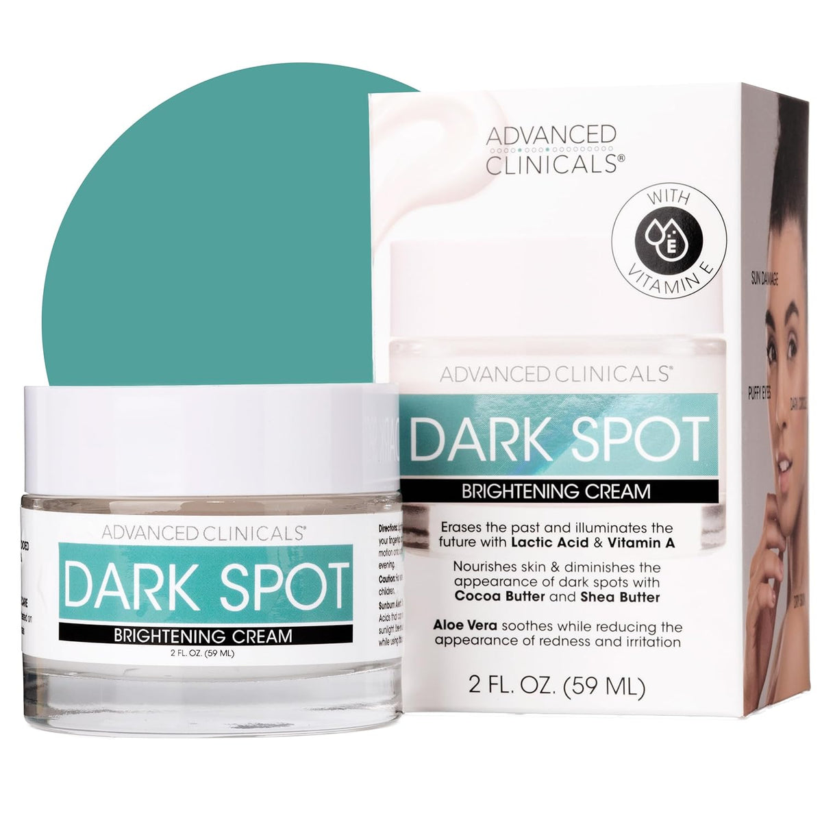 Advanced Clinicals Dark Spot Face Moisturizer | Lactic Acid Lotion For Face With Caffeine, Cocoa