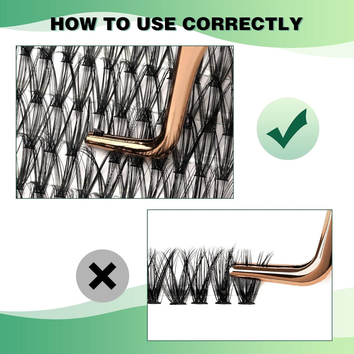 Lash Clusters 300pcs Individual Lashes 30D 0.07D Curl 15mm DIY Eyelash Extension KEYYOU Large Tray