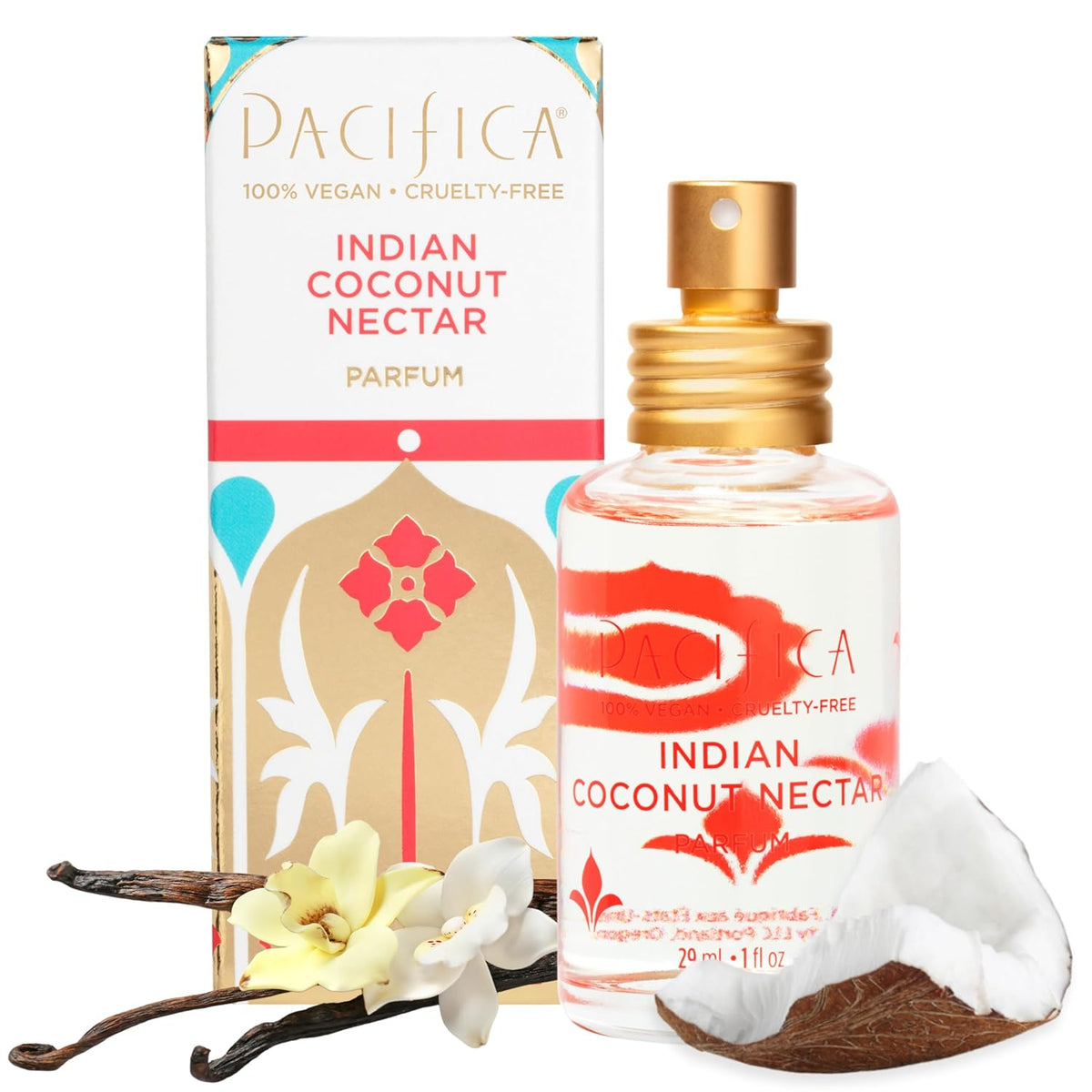 Pacifica Indian Coconut Nectar Perfume Spray – Tropical Vanilla & Coconut Fragrance, Layerable