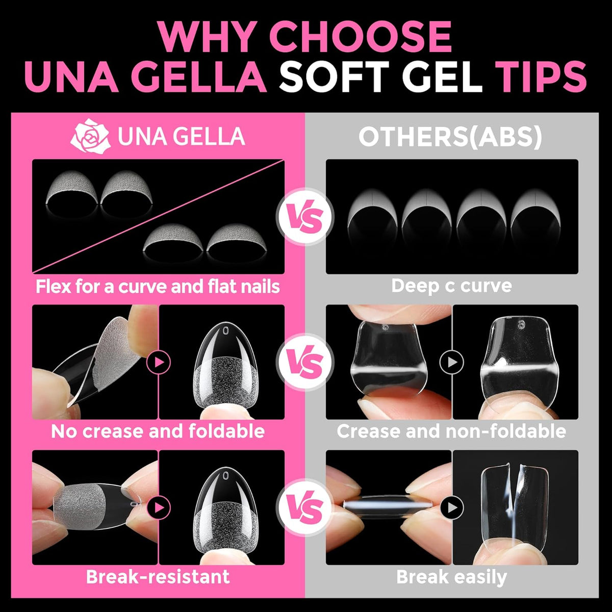 UNA GELLA Extra Short Almond Nail Tips Full Cover 216PCS Gel Nail Tips Short Almond Shaped Nails