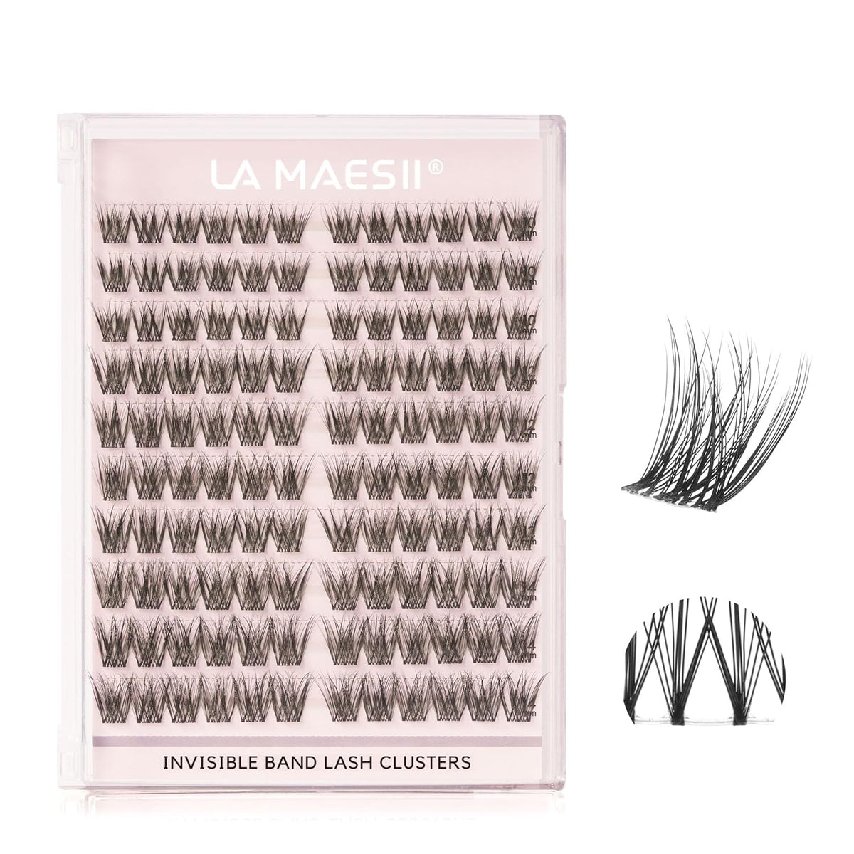 120Pcs Clear Band Lash Clusters 10-14mm Natural Look Cluster Eyelashes C Curl Resuable Invisible