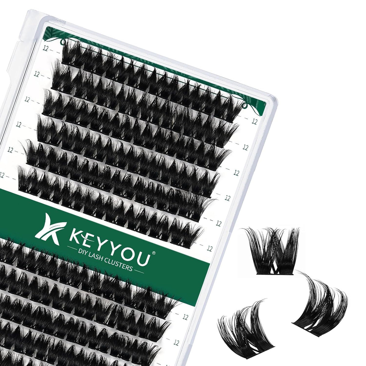Lash Clusters 96pcs Individual Lashes Y10 D Curl 12mm Cluster Lashes KEYYOU Volume Wispy Lash