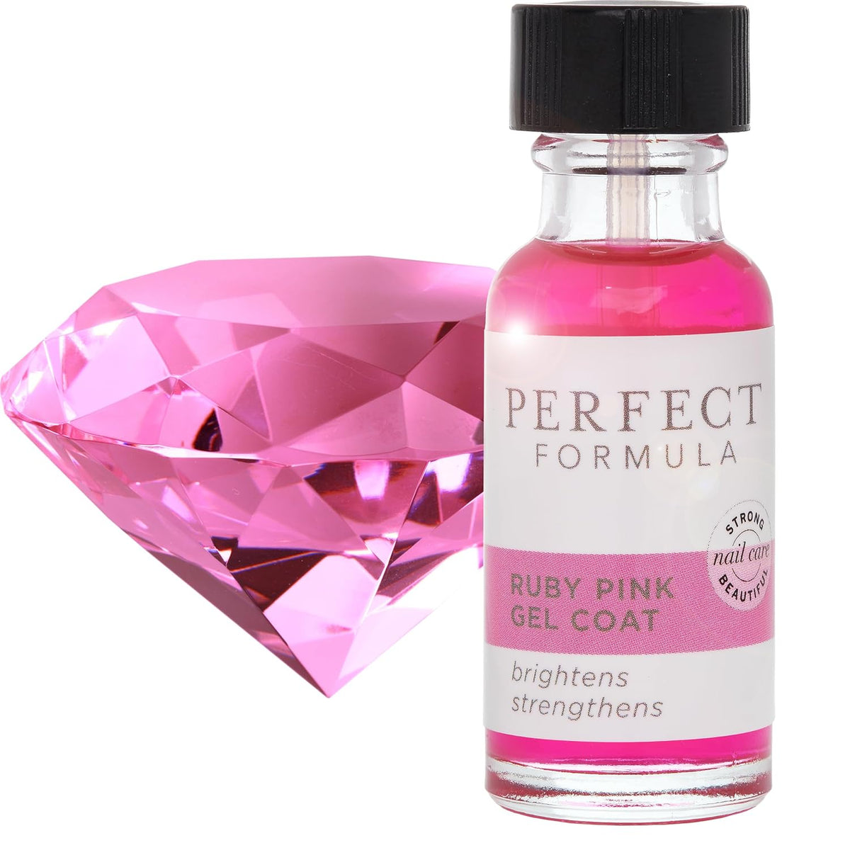 Perfect Formula Ruby Pink Gel Coat - Nail Strengthener, Keratin Nail Treatment, Gemstone Pink Gel