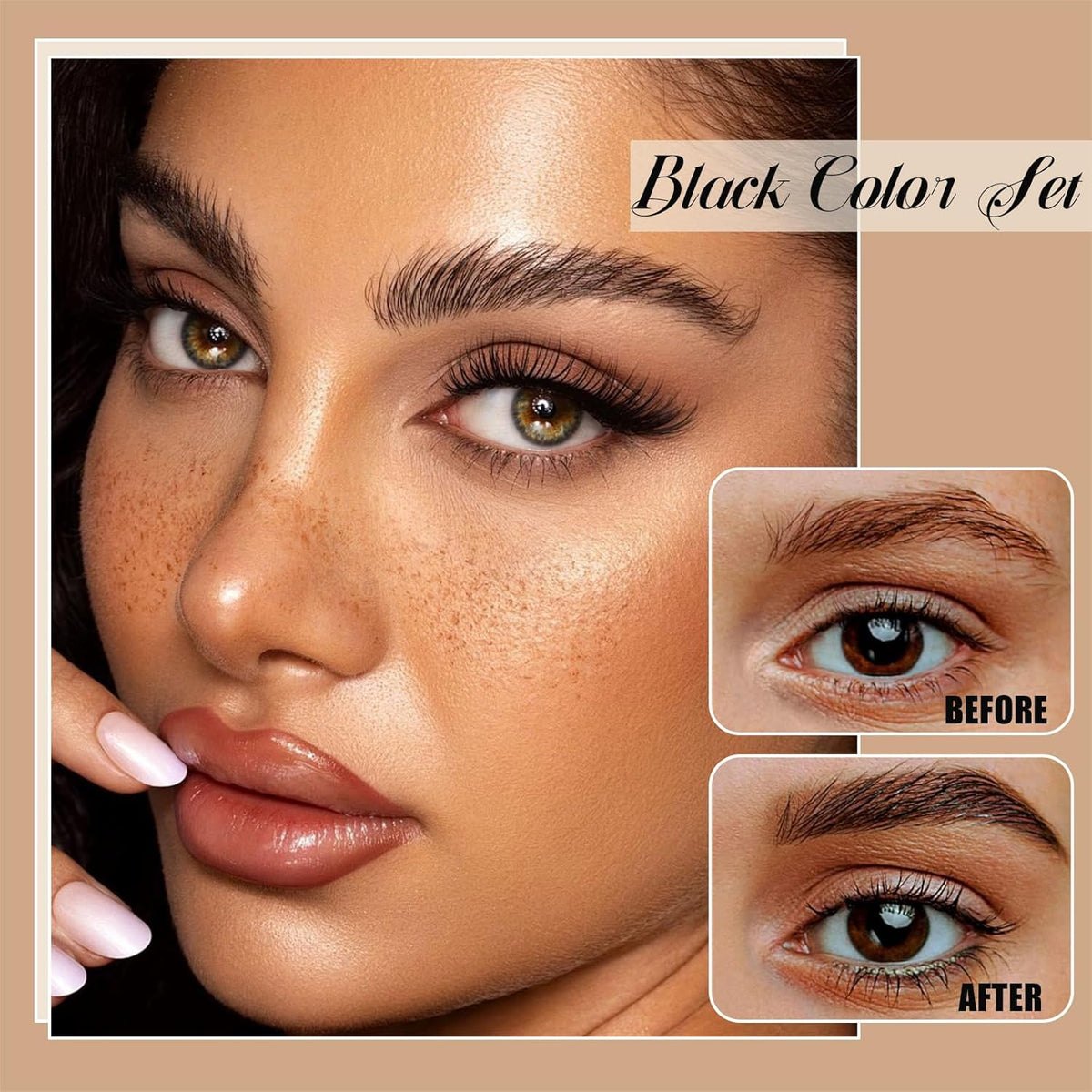 Lash Color Kit, Professional Natural Black Eyelash & Eyebrow Color Kit Lasting for 6 Weeks