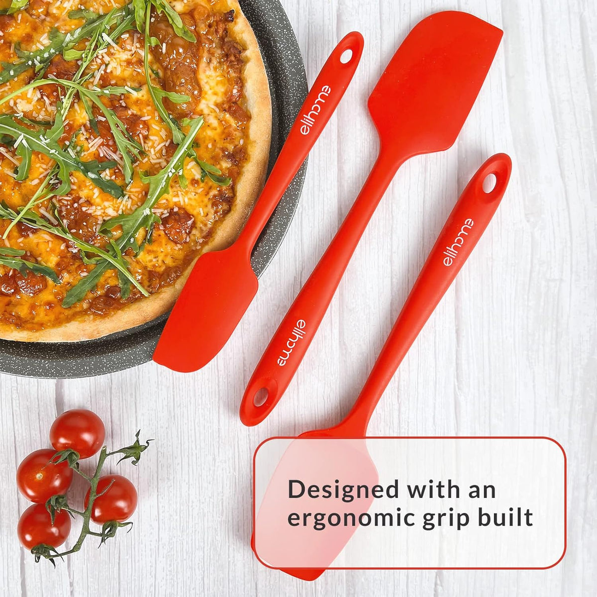 Elihome Classic Silicone Spoonula - Non-Stick Heat Resistant Silicone Scraper Spatula for Mixing