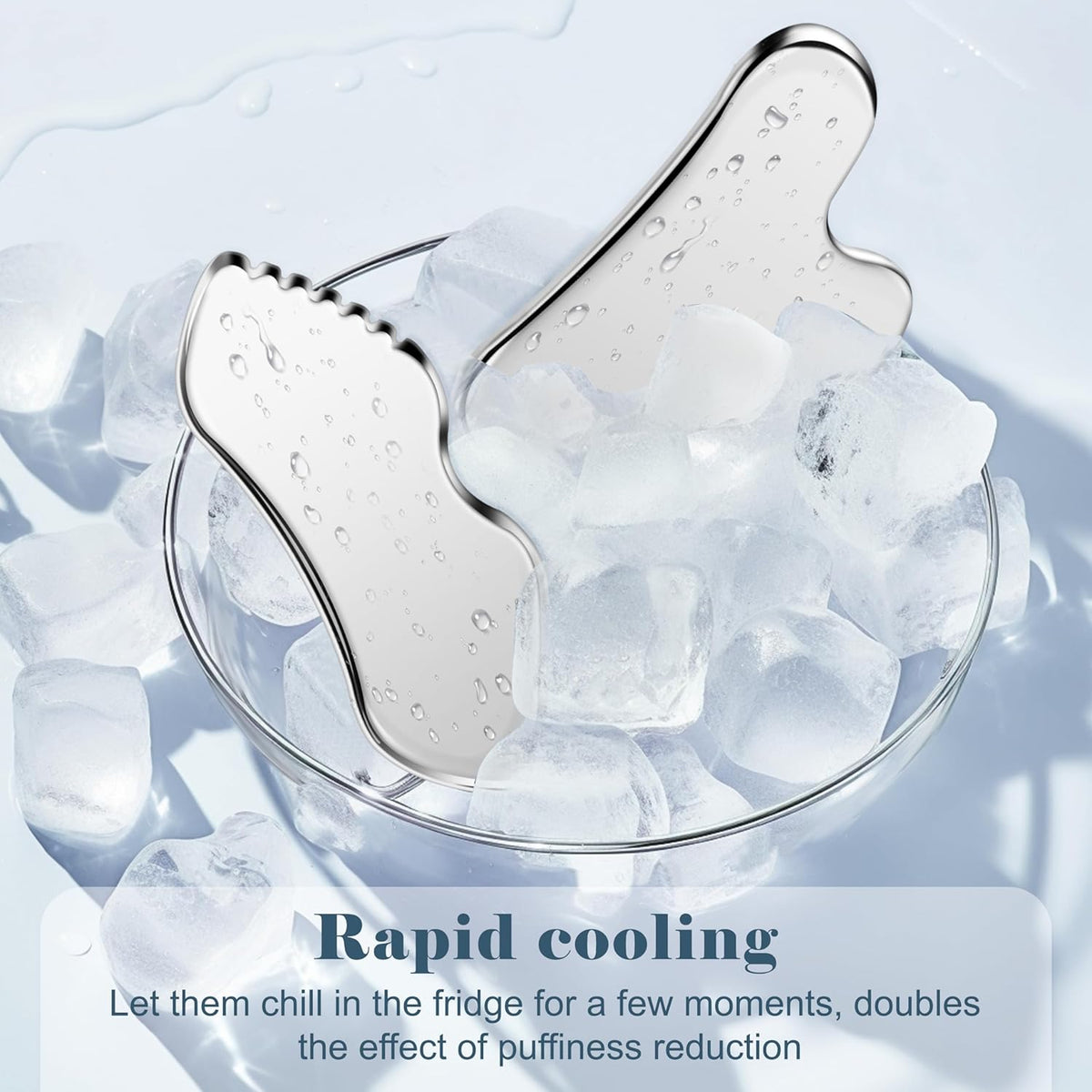 MoHern 2 Pcs Stainless Steel Gua Sha Tool, Gua Sha Facial Tools, Durable GuaSha Tool for Jawline