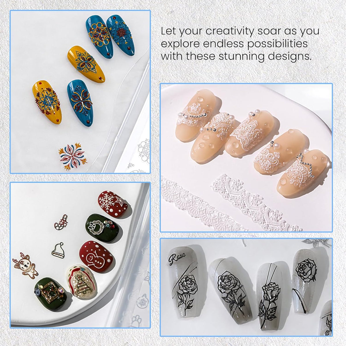 Nail Art Silicone Mold - Butterfly Stars Moon Decoration for 3D Carving Templates, Precise Embossed
