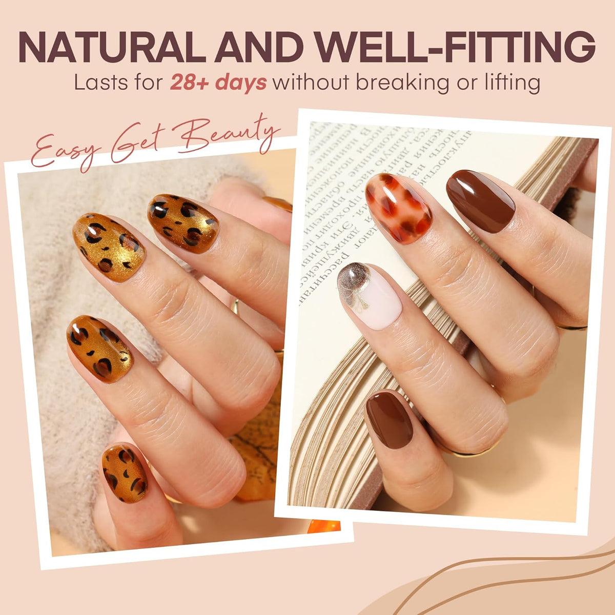 Short Oval Round Nail Tips, 504Pcs Pre-shaped Gel Short Nail Tips Oval Shape, 15 Sizes Half Matte