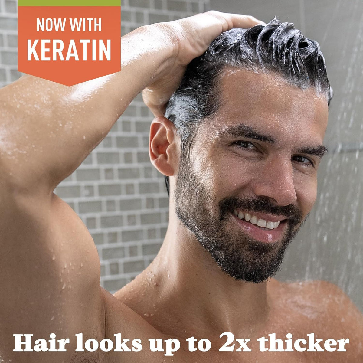 Just for Men Control GX Grey Reducing Beard Wash Shampoo with Keratin, Gradually Colors Mustache