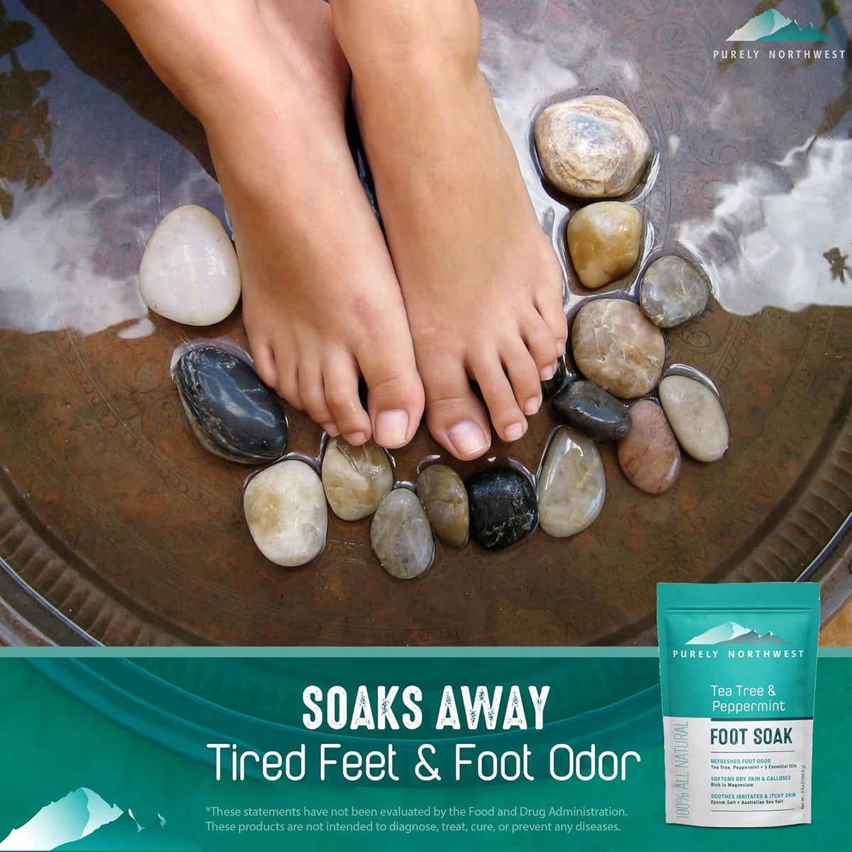 Purely Northwest-Tea Tree Oil Foot Soak & Nail Repair Oil Set- For Damaged Nails, Athletes Foot