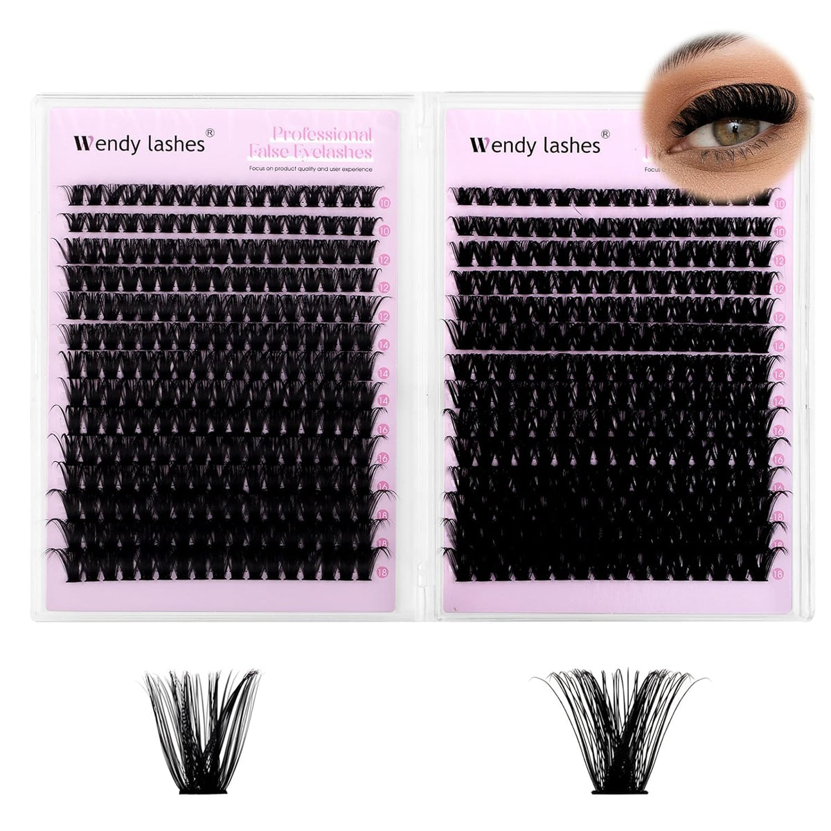 WENDY DIY D Curl Lash Clusters Book 468 Pcs Natural Look Individual Cluster Lashes Book