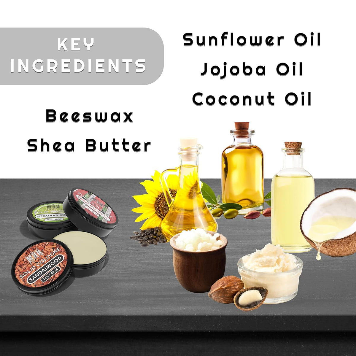 Solid Cologne Men's Cologne Sample Set, Solid Perfume with a Sweet Tobacco, Citrus Bergamot, and
